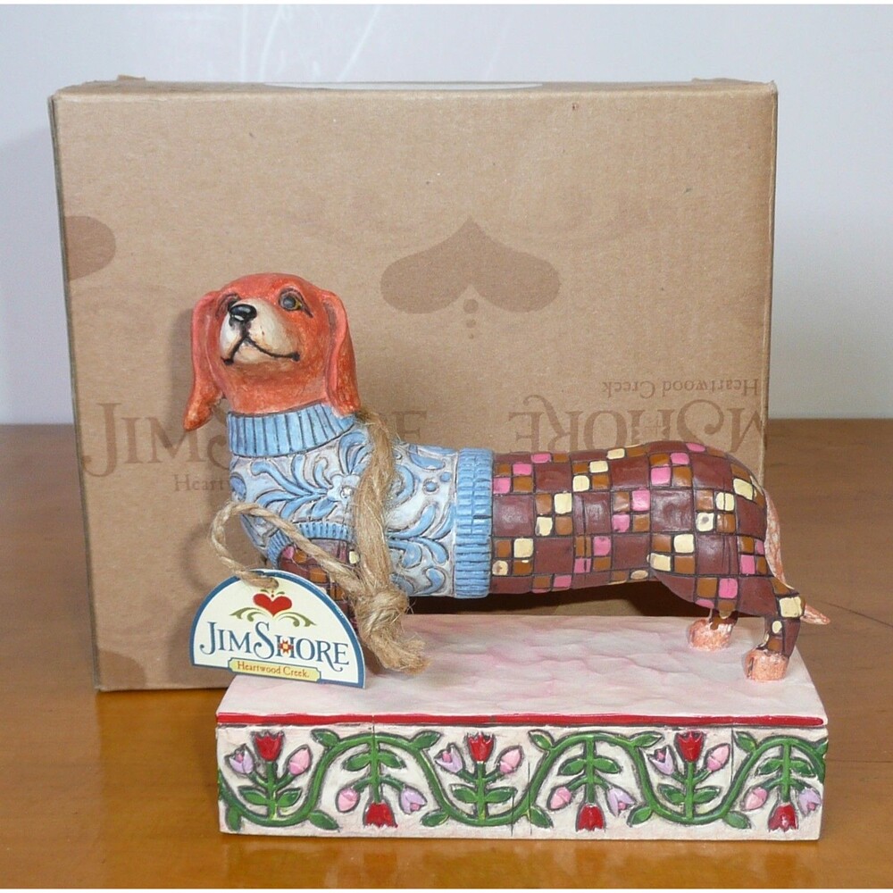 Jim Shore LONGFELLOW Dachshund Dog Heartwood Creek Figurine 2005 In Box